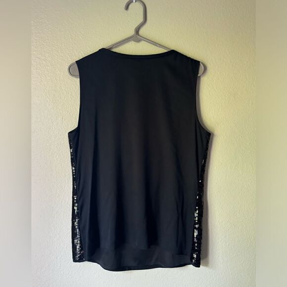 NWOT Black Elie Tahari Cally Blouse Silk with Front Sequins - Picture 4 of 7